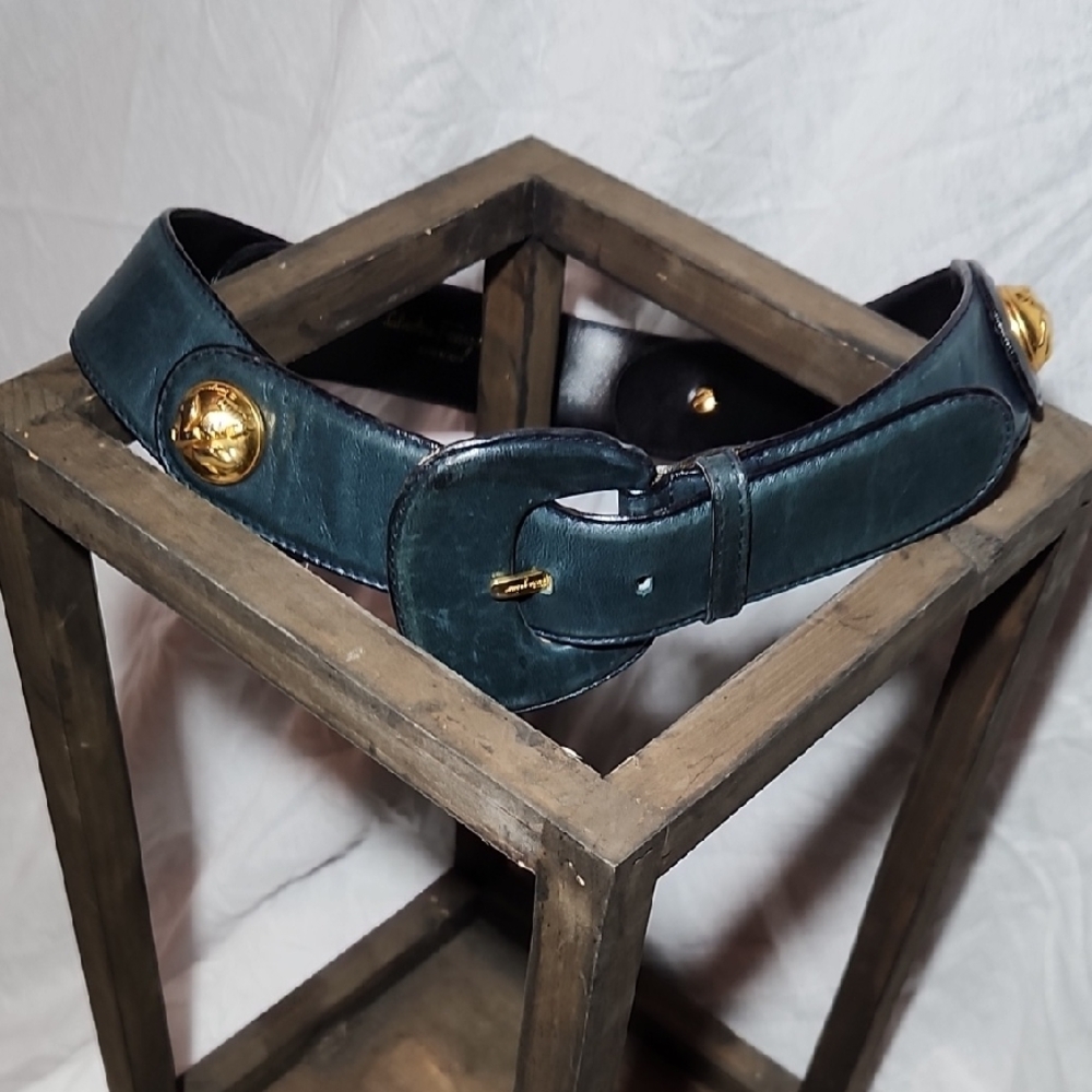 Vintage Salvatore Ferragamo Blue Leather Belt